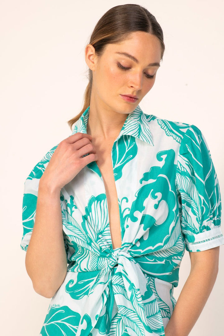 Green Reef Wave long dress – Long Dress Eren by Poupette St Barth, view 2