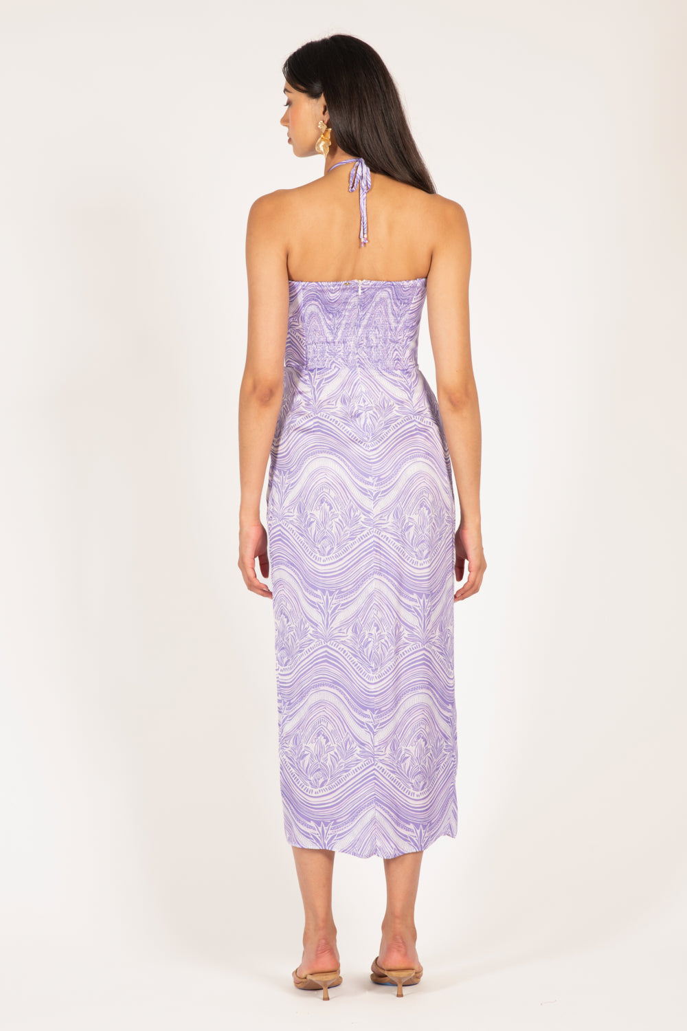 Lilac Moryana long dress – Long Dress Collina by Poupette St Barth, full-length view