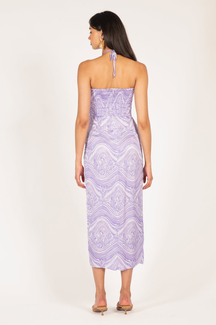 Lilac Moryana long dress – Long Dress Collina by Poupette St Barth, full-length view