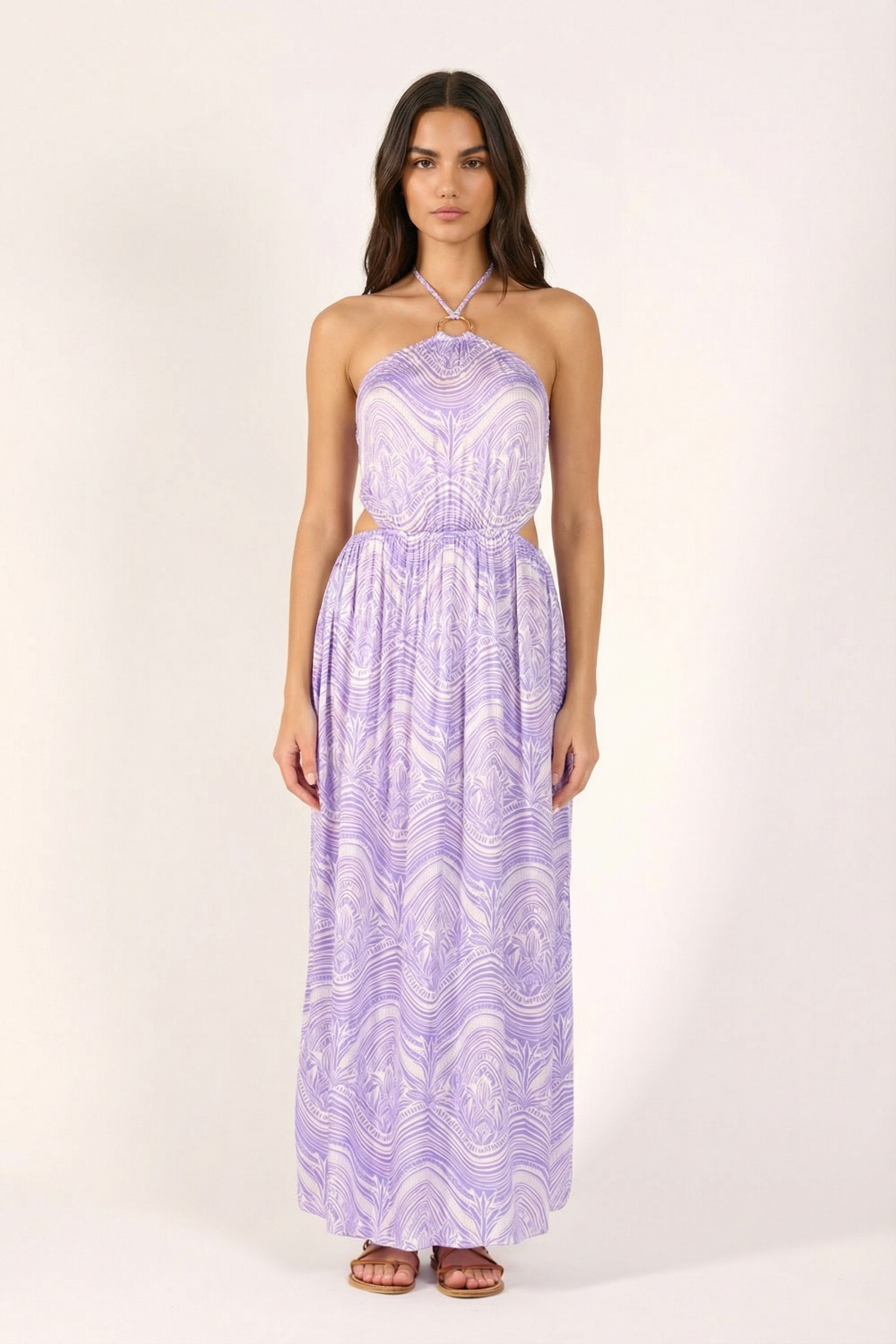 Lilac Moryana long dress – Long Dress Isore by Poupette St Barth, front view