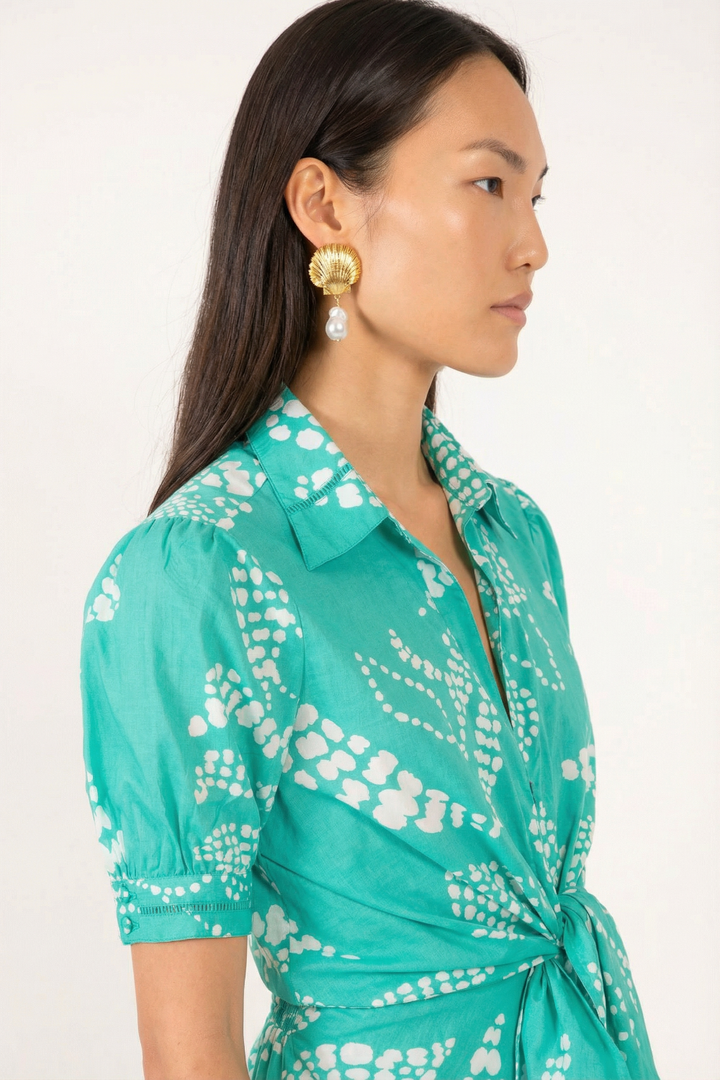Mint Austral long dress – Long Dress Eren by Poupette St Barth, fabric detail
