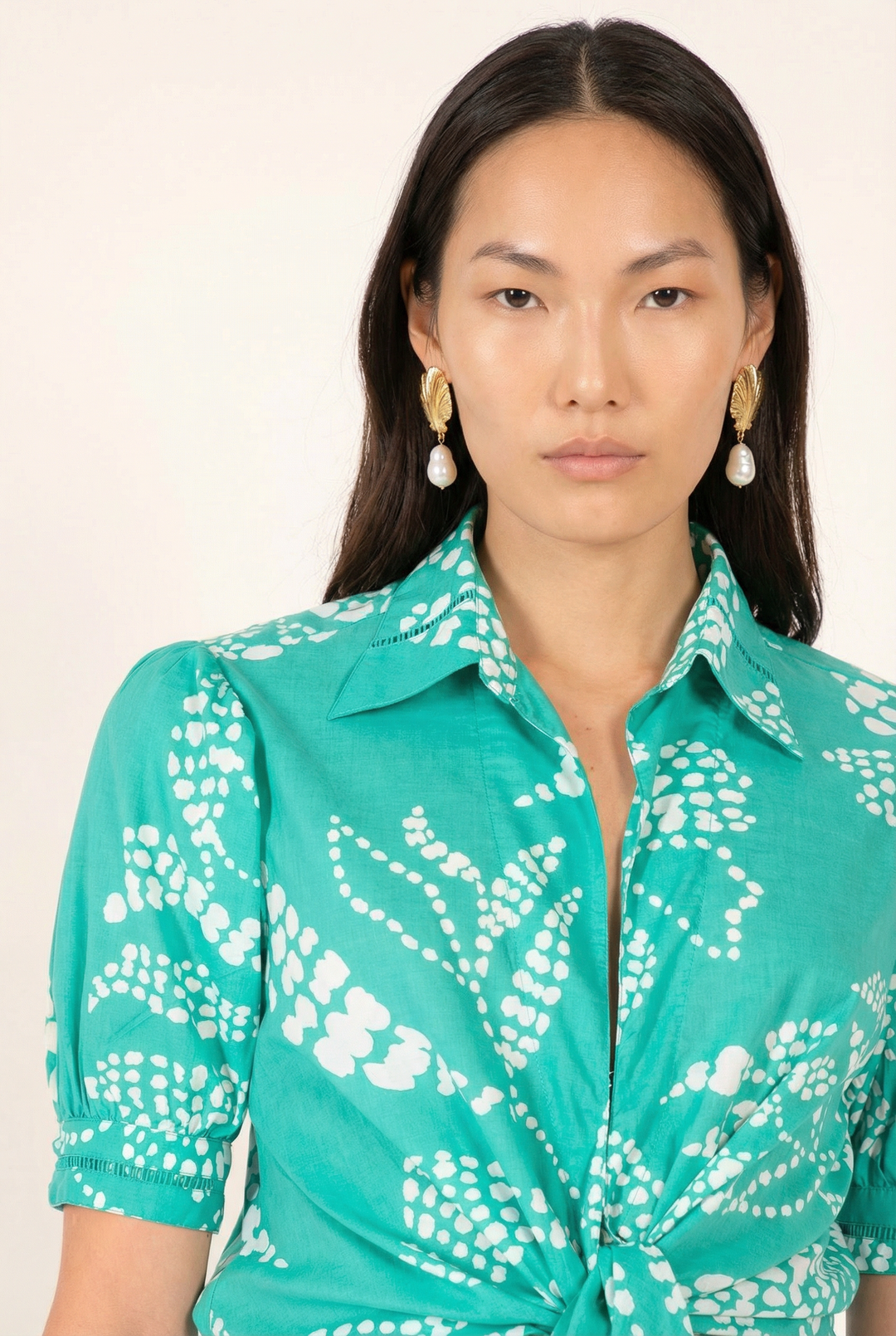 Mint Austral long dress – Long Dress Eren by Poupette St Barth, fabric detail