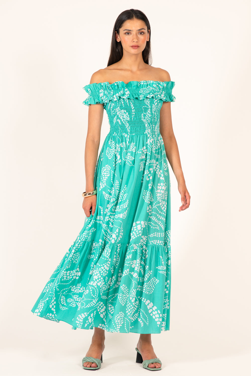 Mint Austral long dress – Long Dress Suzanne by Poupette St Barth, front view