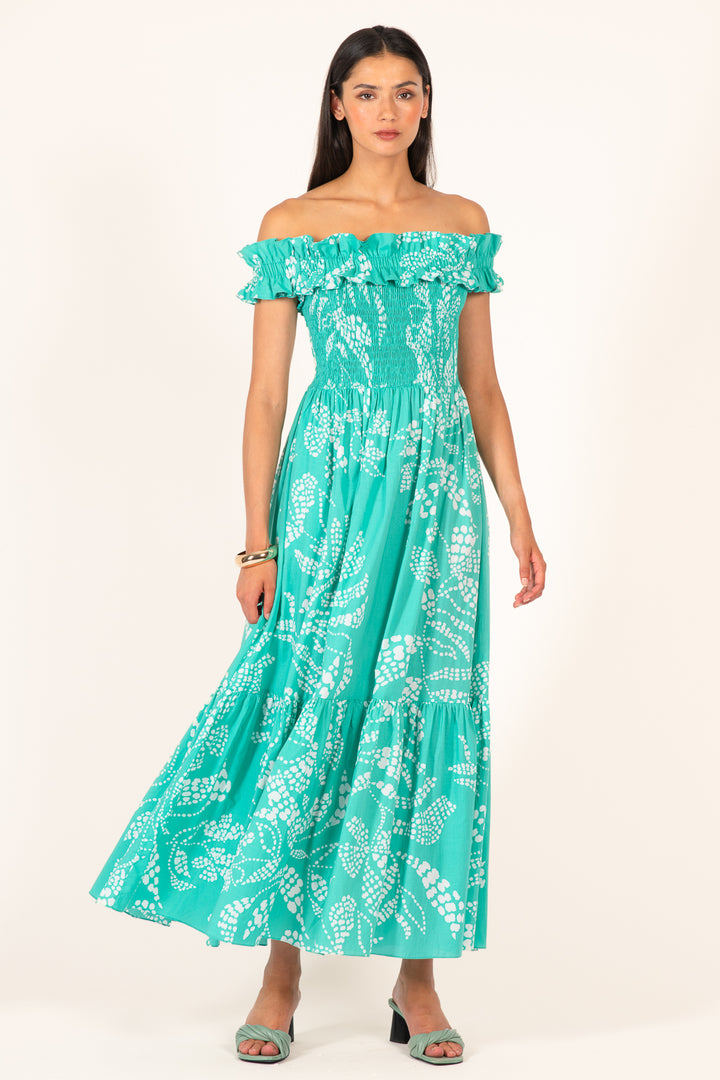 Mint Austral long dress – Long Dress Suzanne by Poupette St Barth, front view