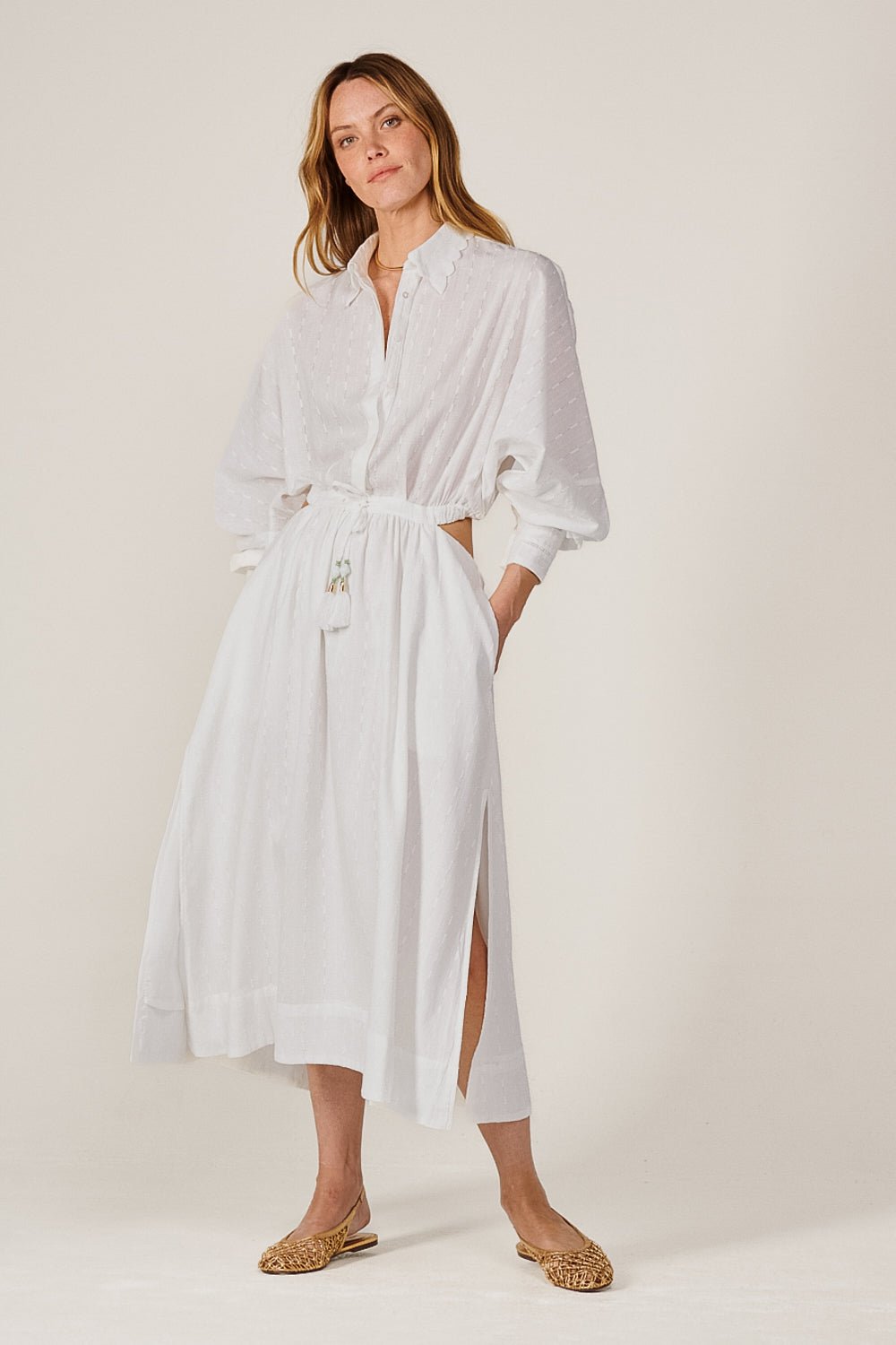 Natural White long dress – Long Dress Sunniva by Poupette St Barth, view 2