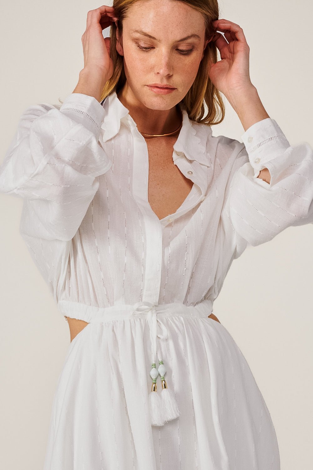 Natural White long dress – Long Dress Sunniva by Poupette St Barth, view 3