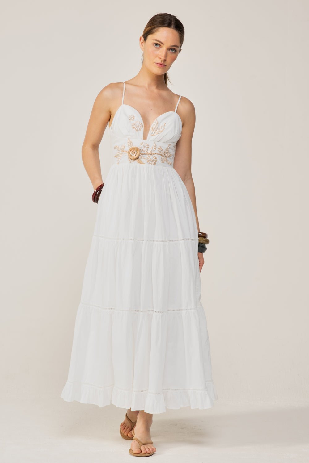 Natural White Provence long dress – Long Dress Milena by Poupette St Barth, view 3