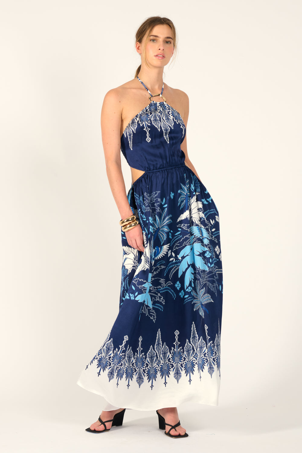 Navy Canopy long dress – Long Dress Isore by Poupette St Barth, front view