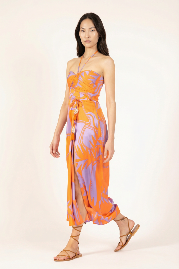 Orange Oasis long dress – Long Dress Collina by Poupette St Barth, view 3
