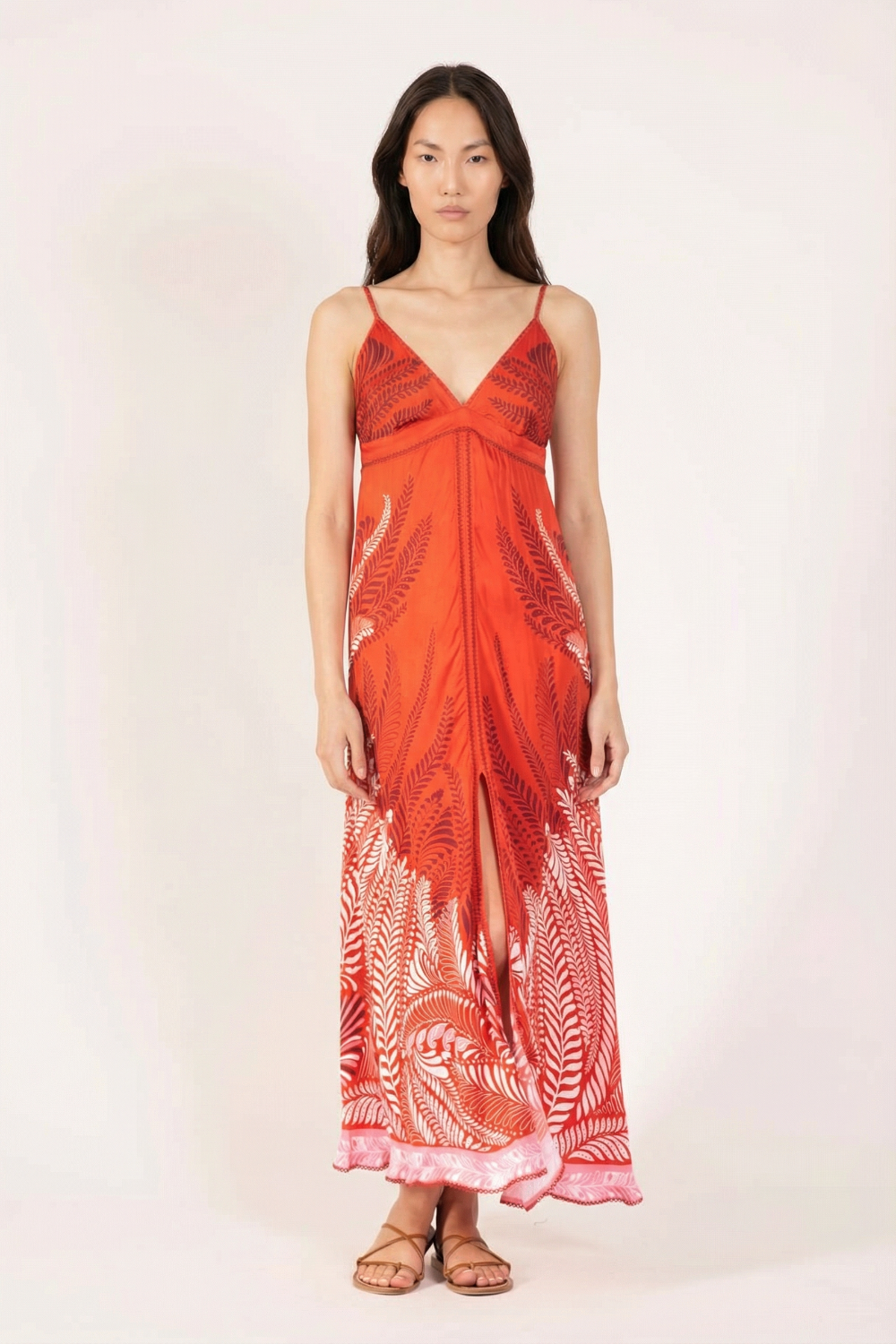 Orange Oolong long dress – Long Dress Denise by Poupette St Barth, front view