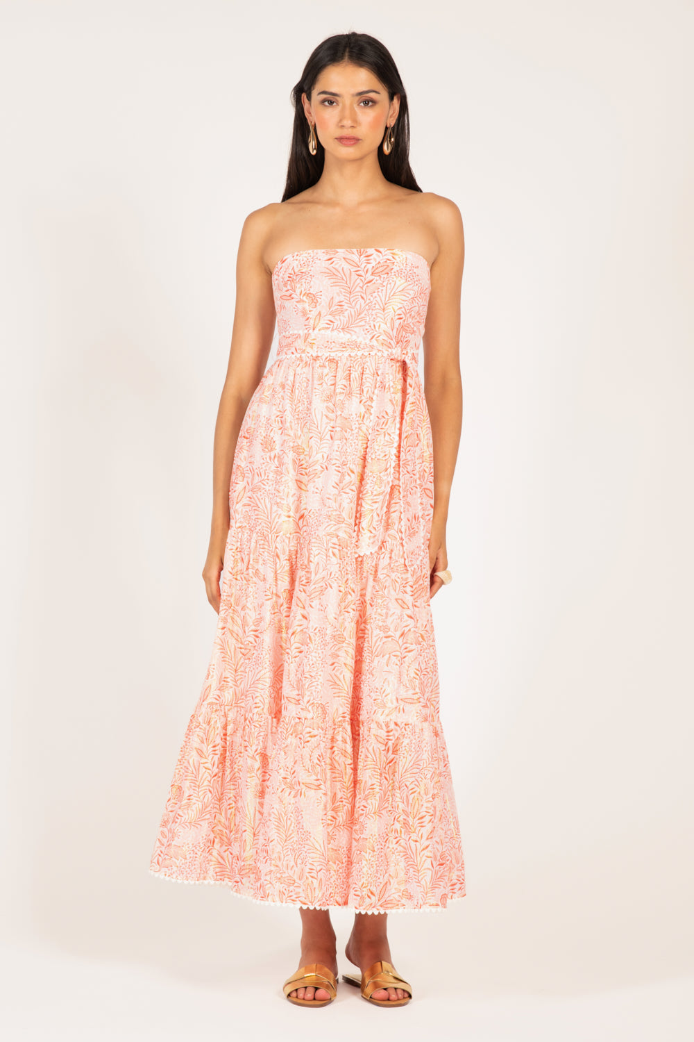 Orange Palmarosa long dress – Long Dress Thelma by Poupette St Barth, view 3