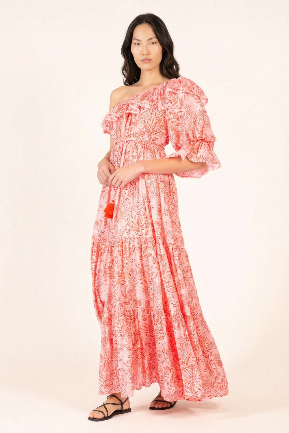Orange Palmarosa long dress – Long Dress Jay by Poupette St Barth, front view