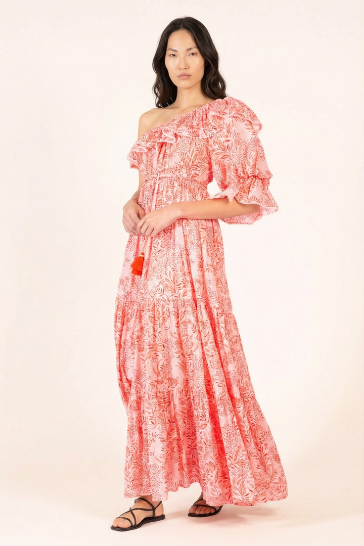 Orange Palmarosa long dress – Long Dress Jay by Poupette St Barth, front view