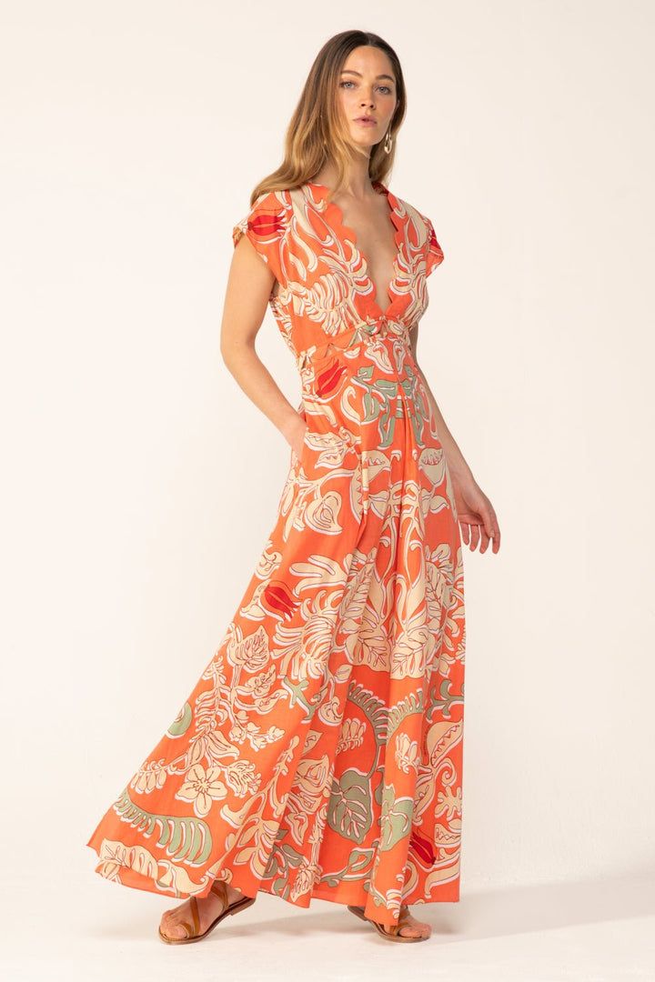 Orange Ritual long dress – Long Dress Noreen by Poupette St Barth, view 3