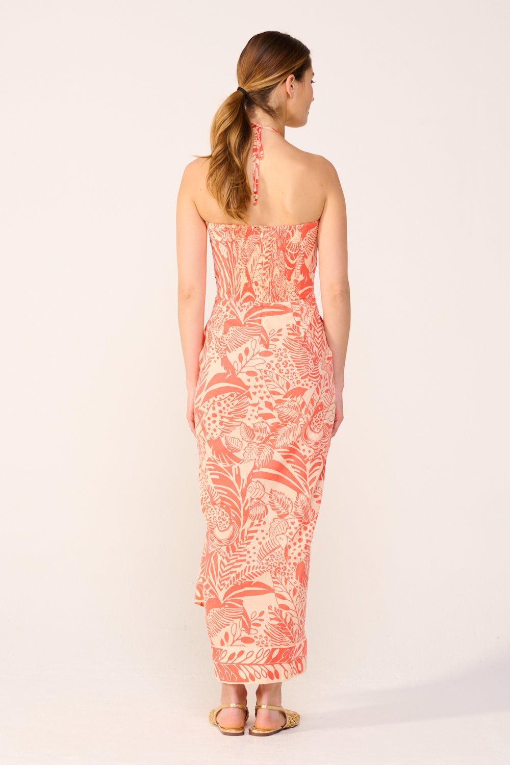 Orange Toucan long dress – Long Dress Collina by Poupette St Barth, view 6