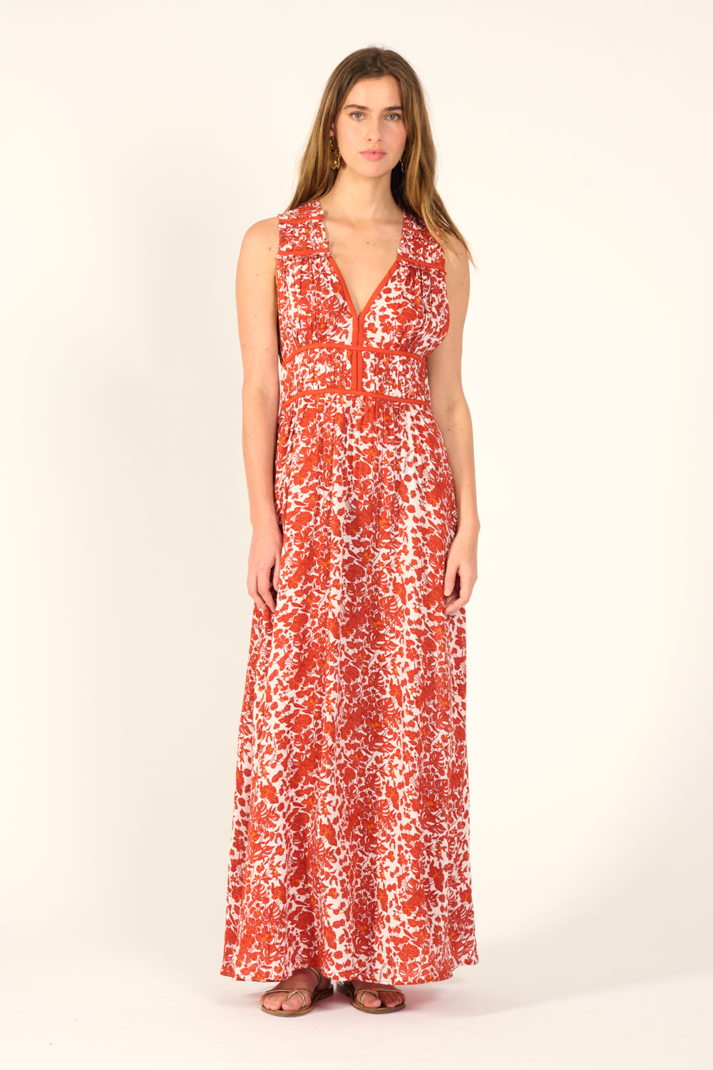 Paprika Aquaflora long dress – Long Dress Chiara by Poupette St Barth, view 3
