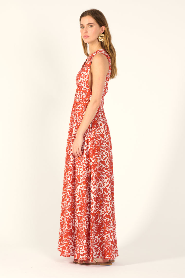 Paprika Aquaflora long dress – Long Dress Chiara by Poupette St Barth, view 4