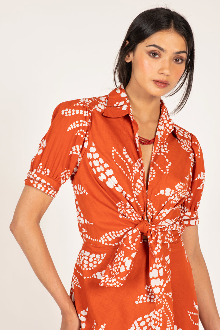 Long Paprika Eren dress by Poupette St Barth, flowing fabric with a relaxed fit and stylish design, perfect for warm weather.