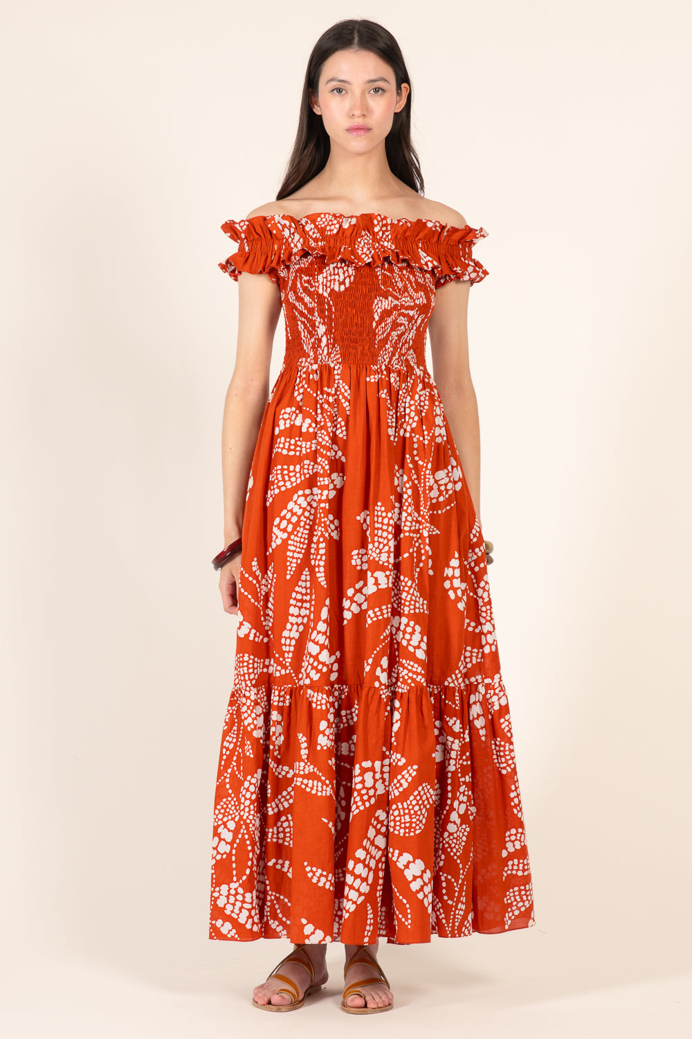 Paprika Austral long dress – Long Dress Suzanne by Poupette St Barth, front view