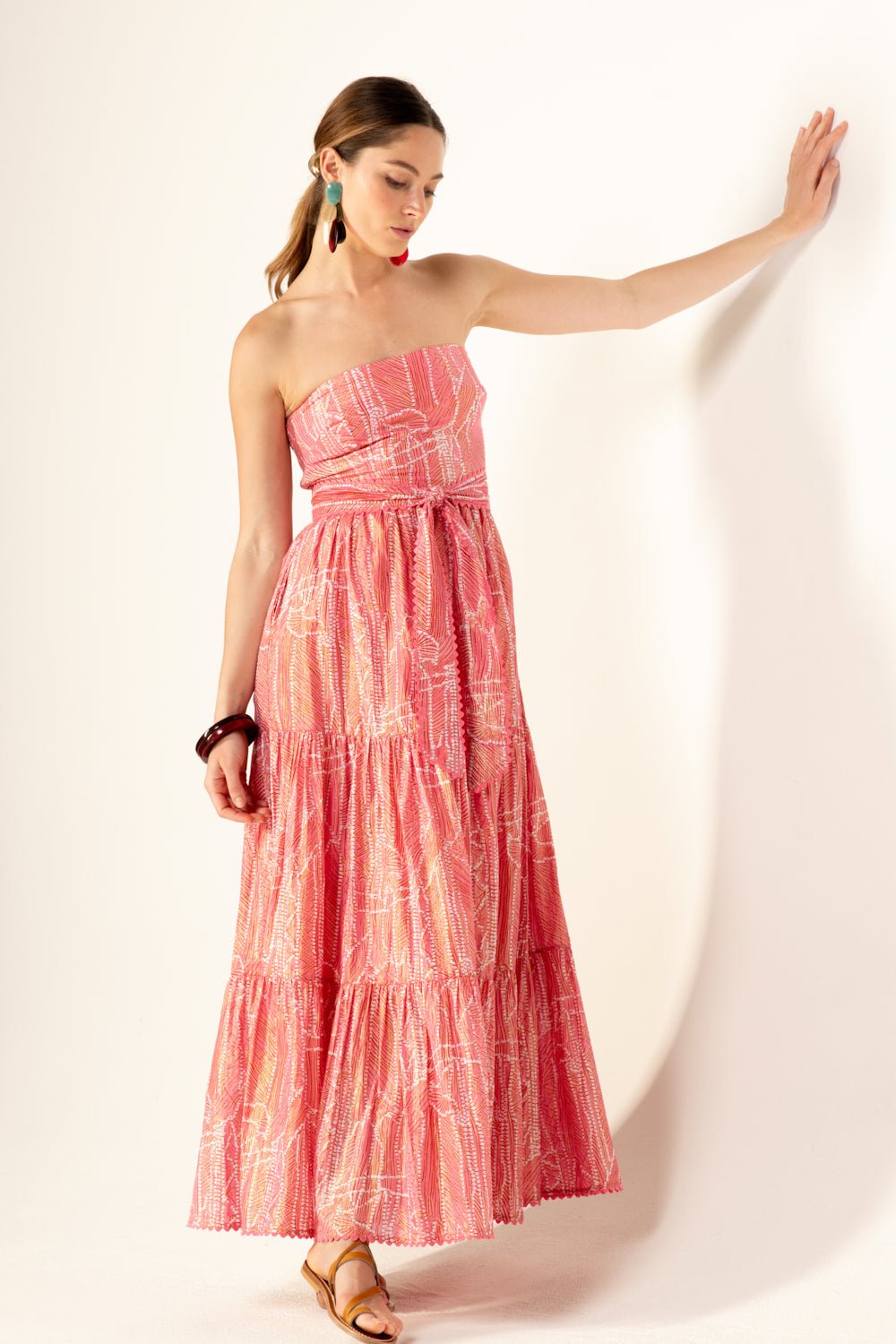 Pink Akoya long dress – Long Dress Thelma by Poupette St Barth, view 5