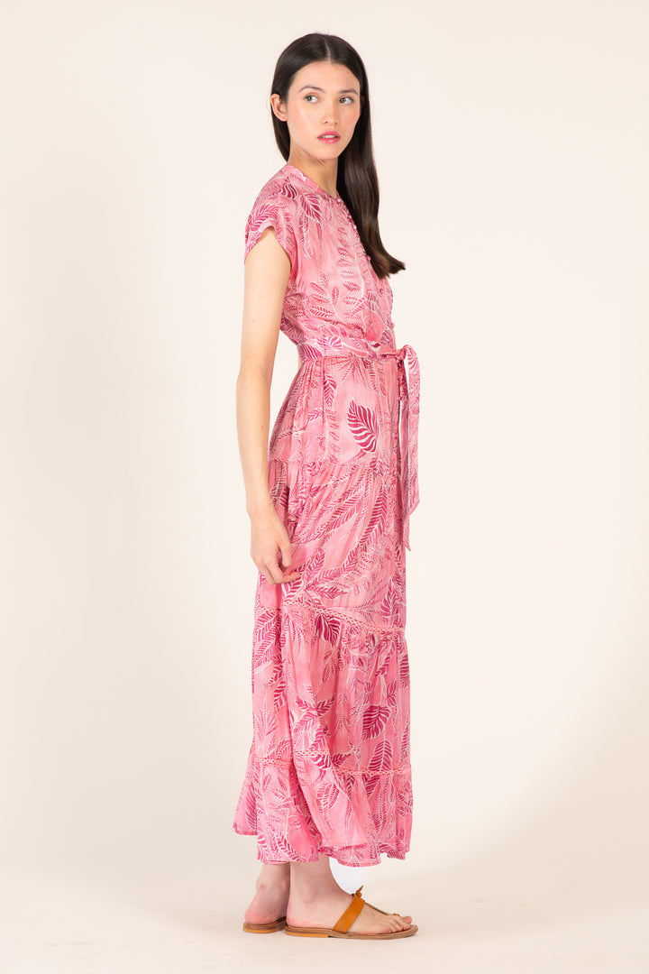 Pink Calathea long dress – Long Dress Kora by Poupette St Barth, view 4