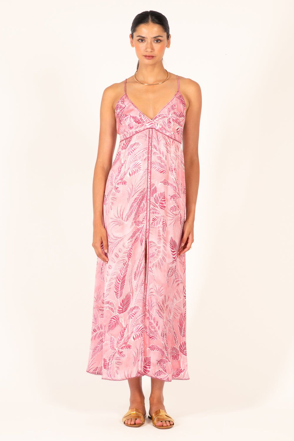 Pink Calathea long dress – Long Dress Denise by Poupette St Barth, view 3