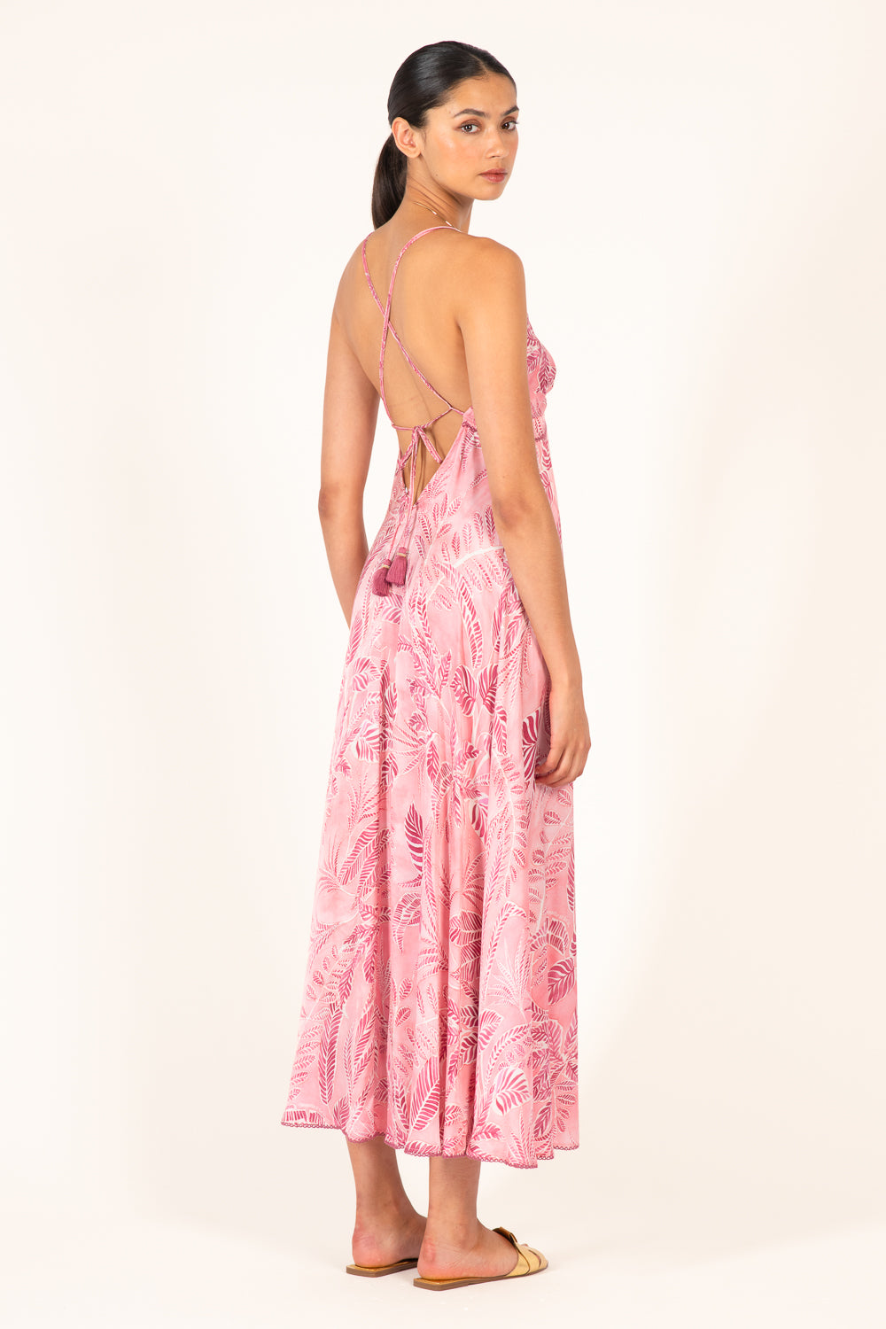 Pink Calathea long dress – Long Dress Denise by Poupette St Barth, view 4