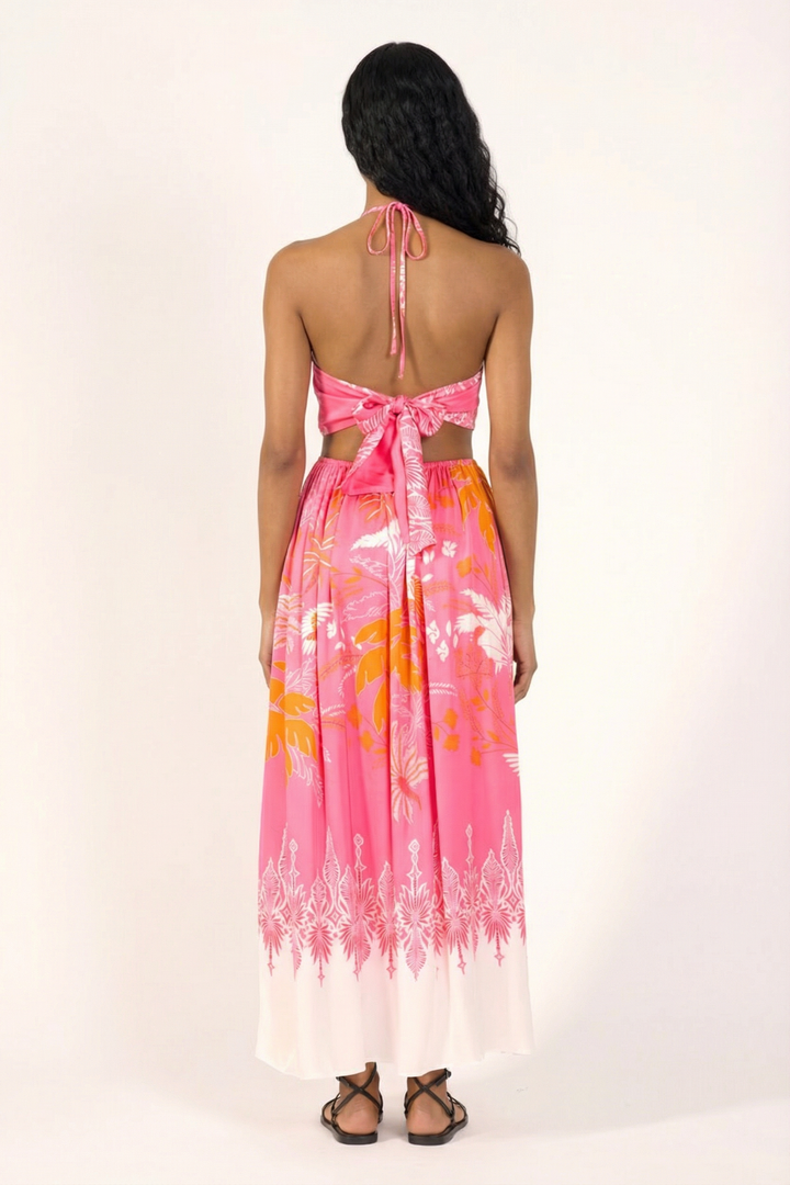 Pink Canopy long dress – Long Dress Isore by Poupette St Barth, fabric detail