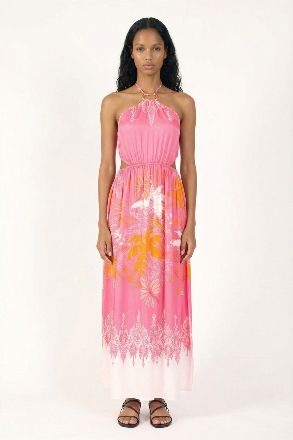 Pink Canopy long dress – Long Dress Isore by Poupette St Barth, front view