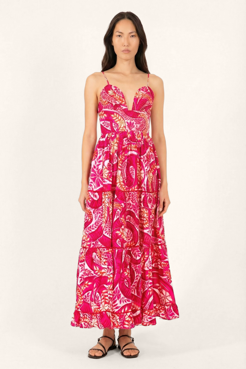Pink Holy Snake long dress – Long Dress Milena by Poupette St Barth, view 3