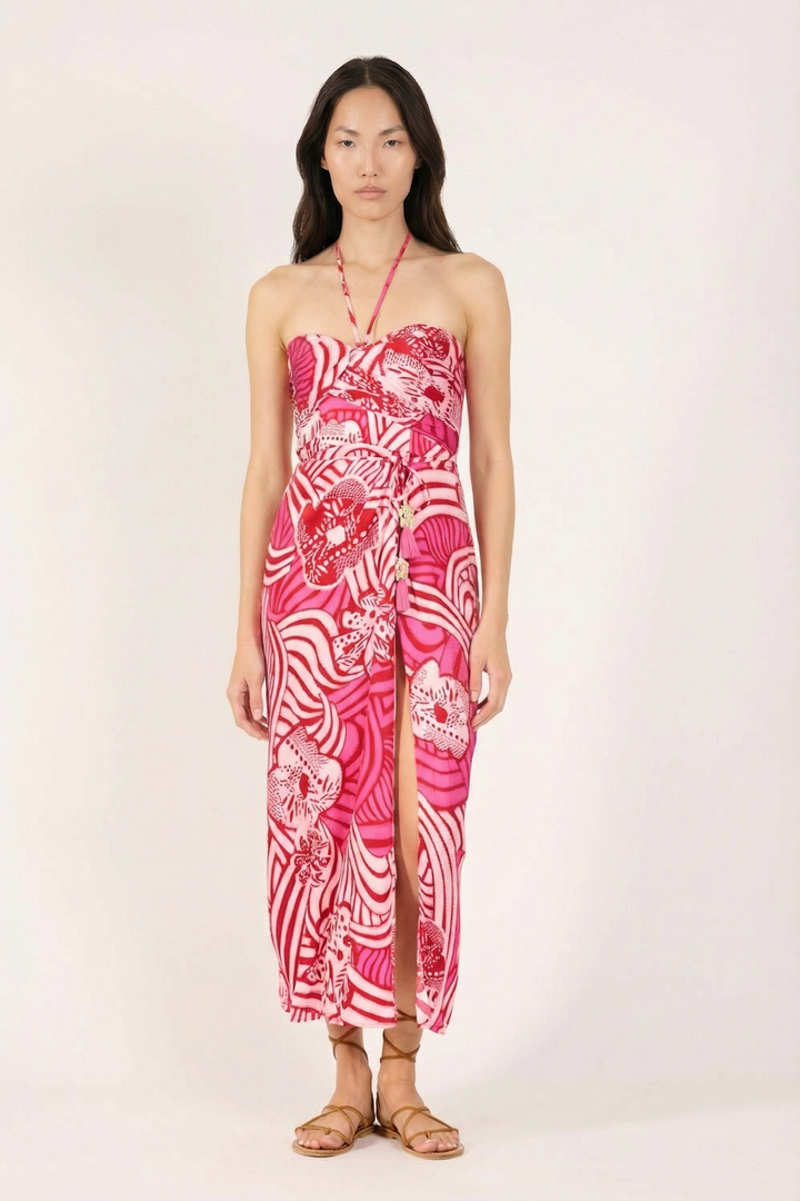 Pink Japonism long dress – Long Dress Collina by Poupette St Barth, view 2