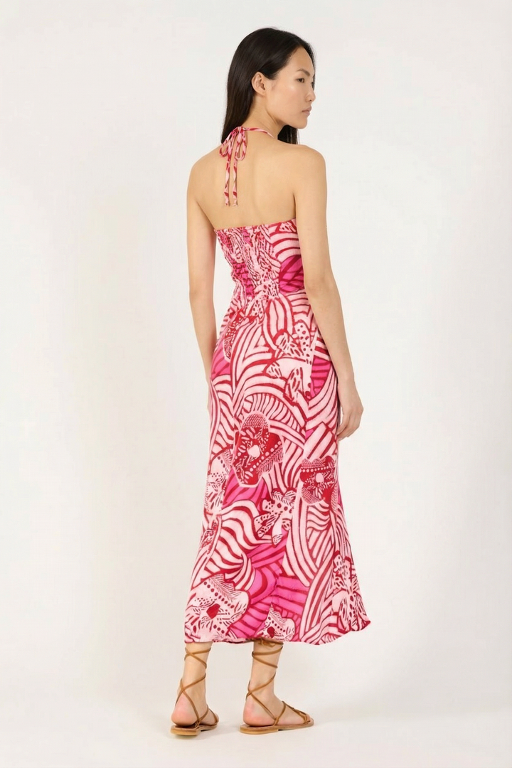 Pink Japonism long dress – Long Dress Collina by Poupette St Barth, view 4