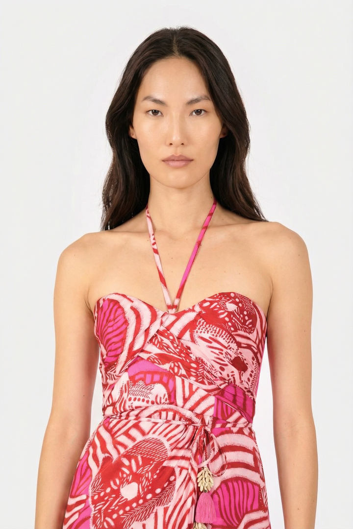 Pink Japonism long dress – Long Dress Collina by Poupette St Barth, view 5