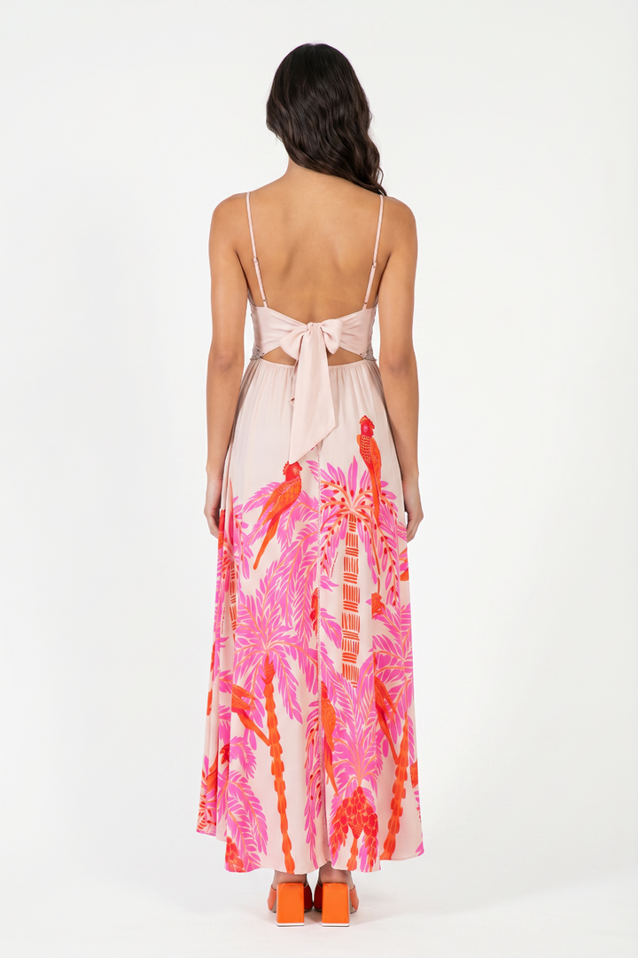 Pink Palmrott long dress – Long Dress Havana by Poupette St Barth, view 4