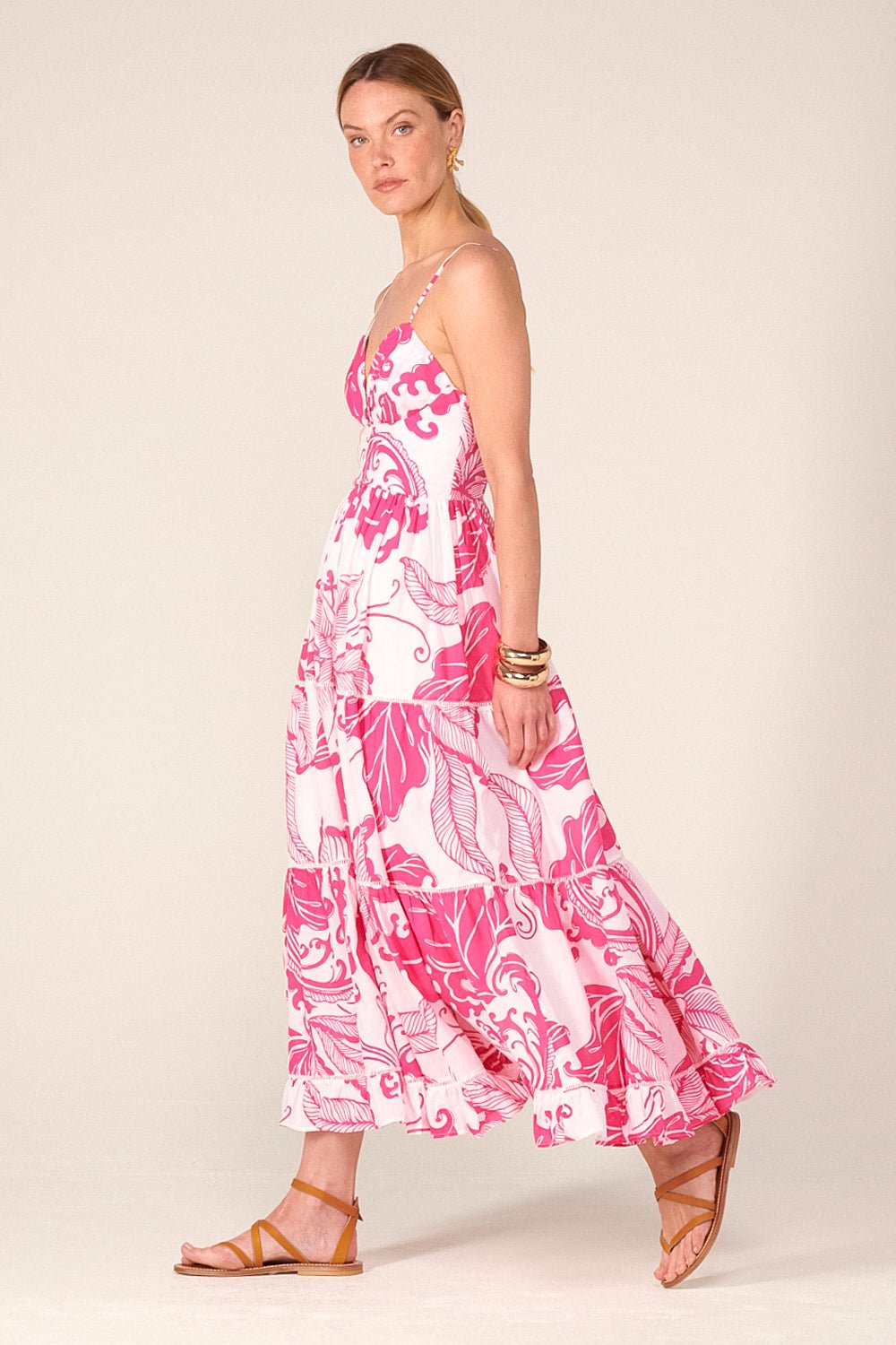 Pink Reef Wave long dress – Long Dress Milena by Poupette St Barth, view 2