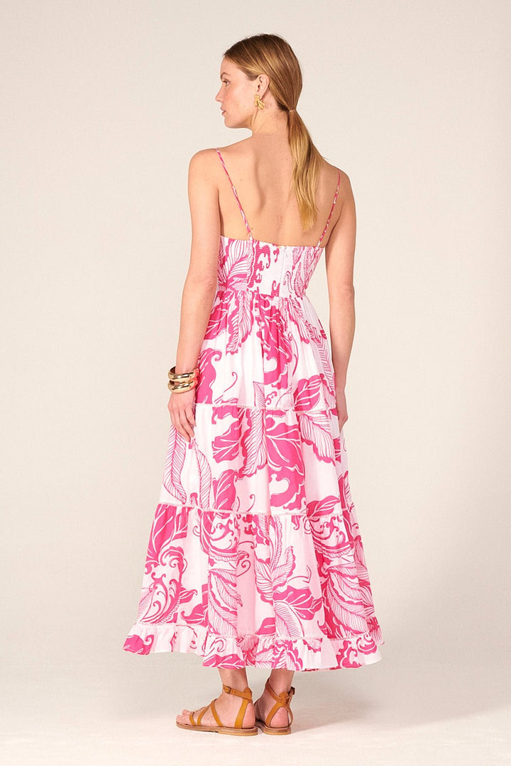 Pink Reef Wave long dress – Long Dress Milena by Poupette St Barth, view 3