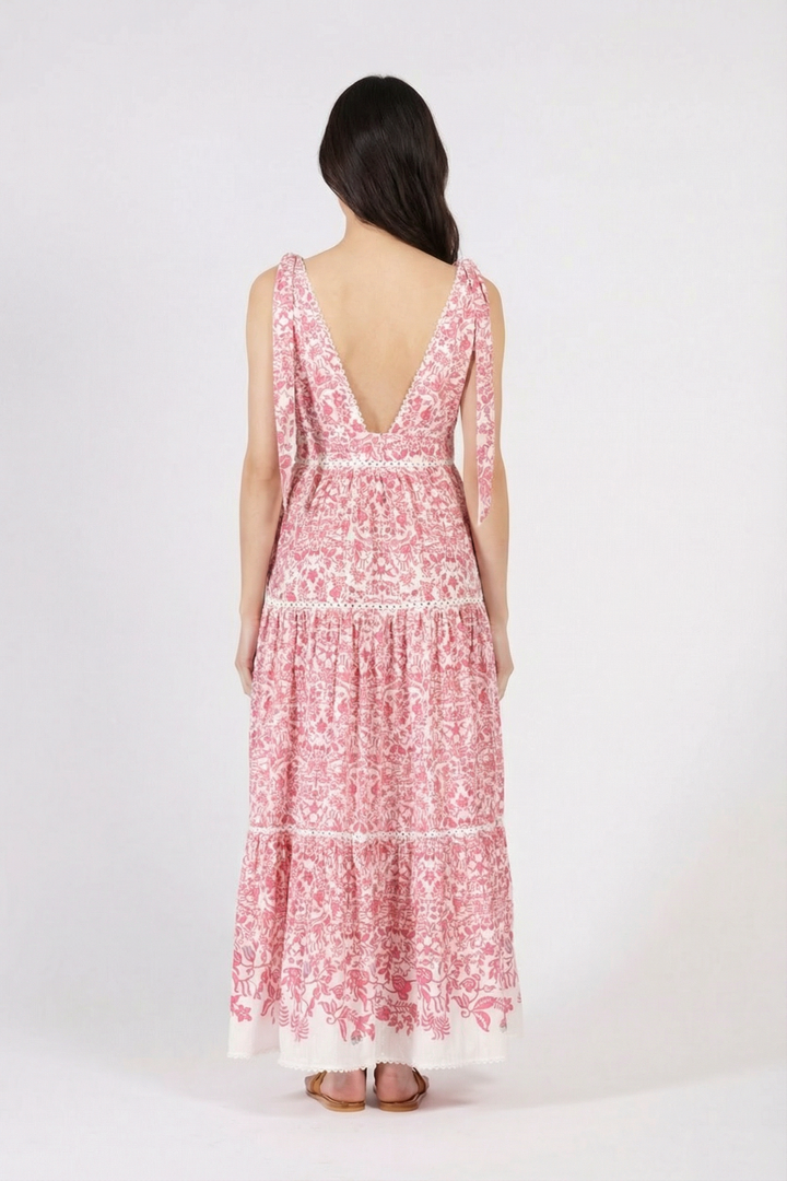 Pink Tiare long dress – Long Dress Perla by Poupette St Barth, view 4