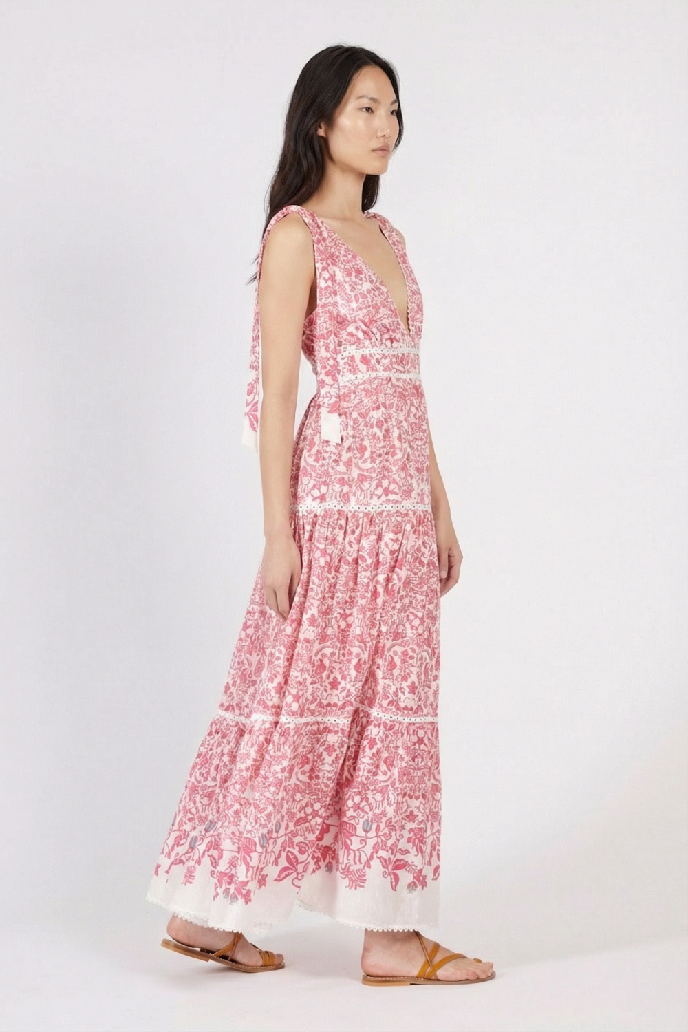Pink Tiare long dress – Long Dress Perla by Poupette St Barth, view 3