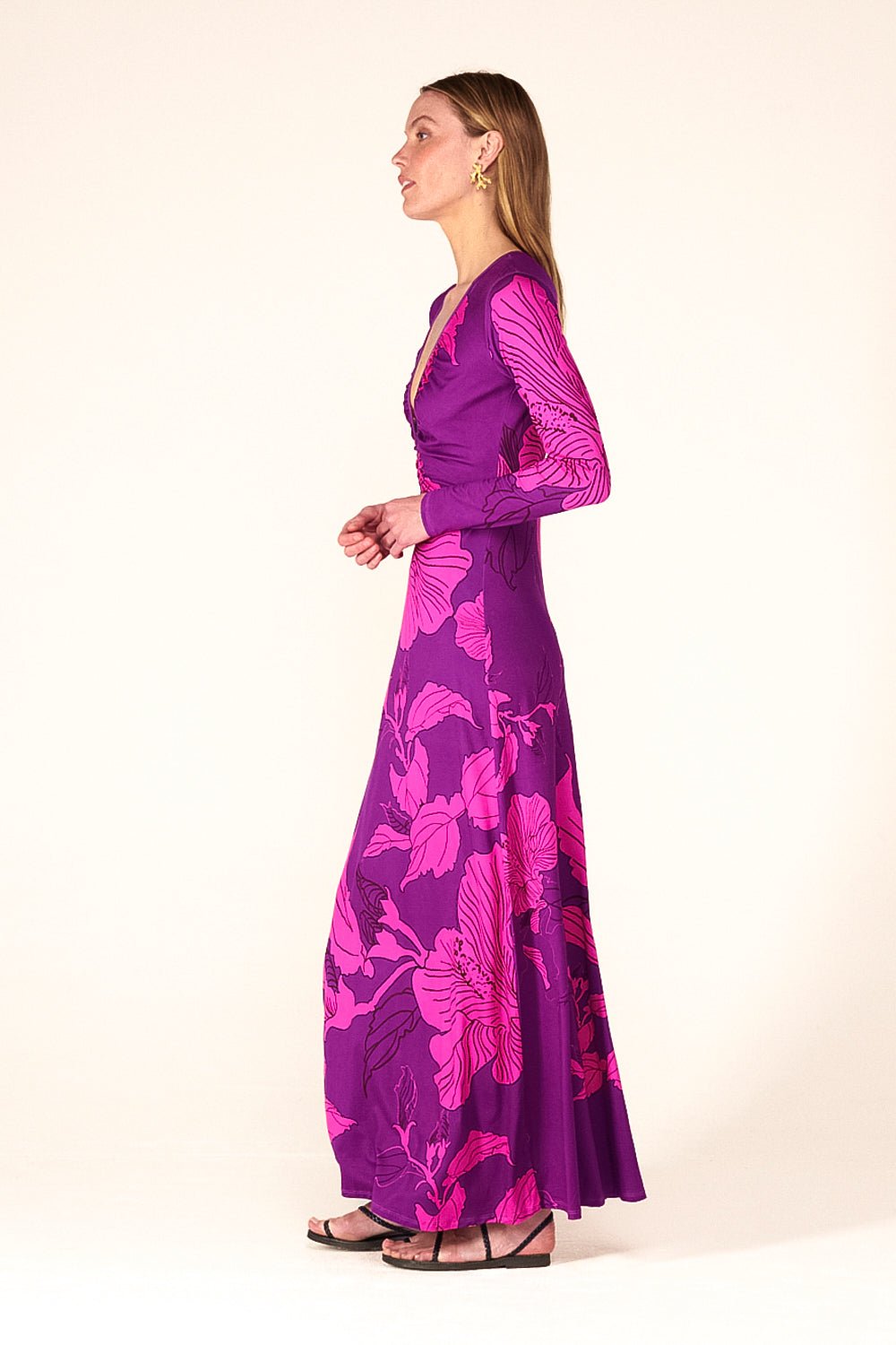 Purple Hibiscus long dress – Long Dress Bossa by Poupette St Barth, view 4