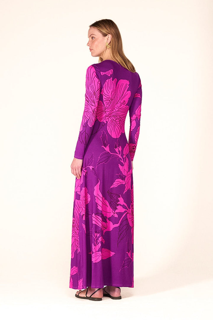 Purple Hibiscus long dress – Long Dress Bossa by Poupette St Barth, view 5