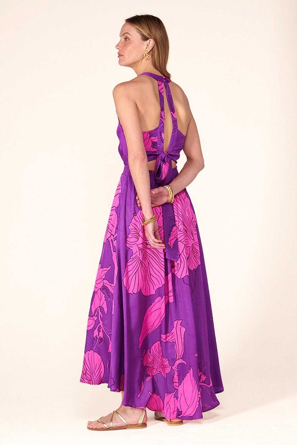 Purple Hibiscus long dress – Long Dress Clea by Poupette St Barth, view 4