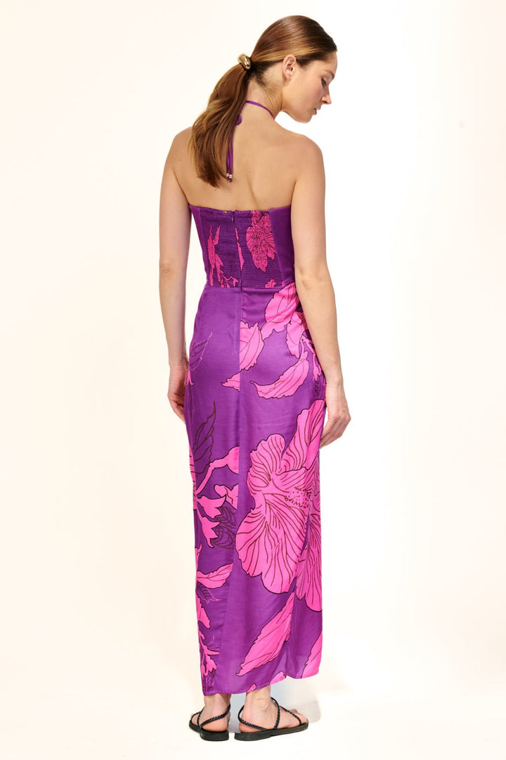 Purple Hibiscus long dress – Long Dress Collina by Poupette St Barth, view 5