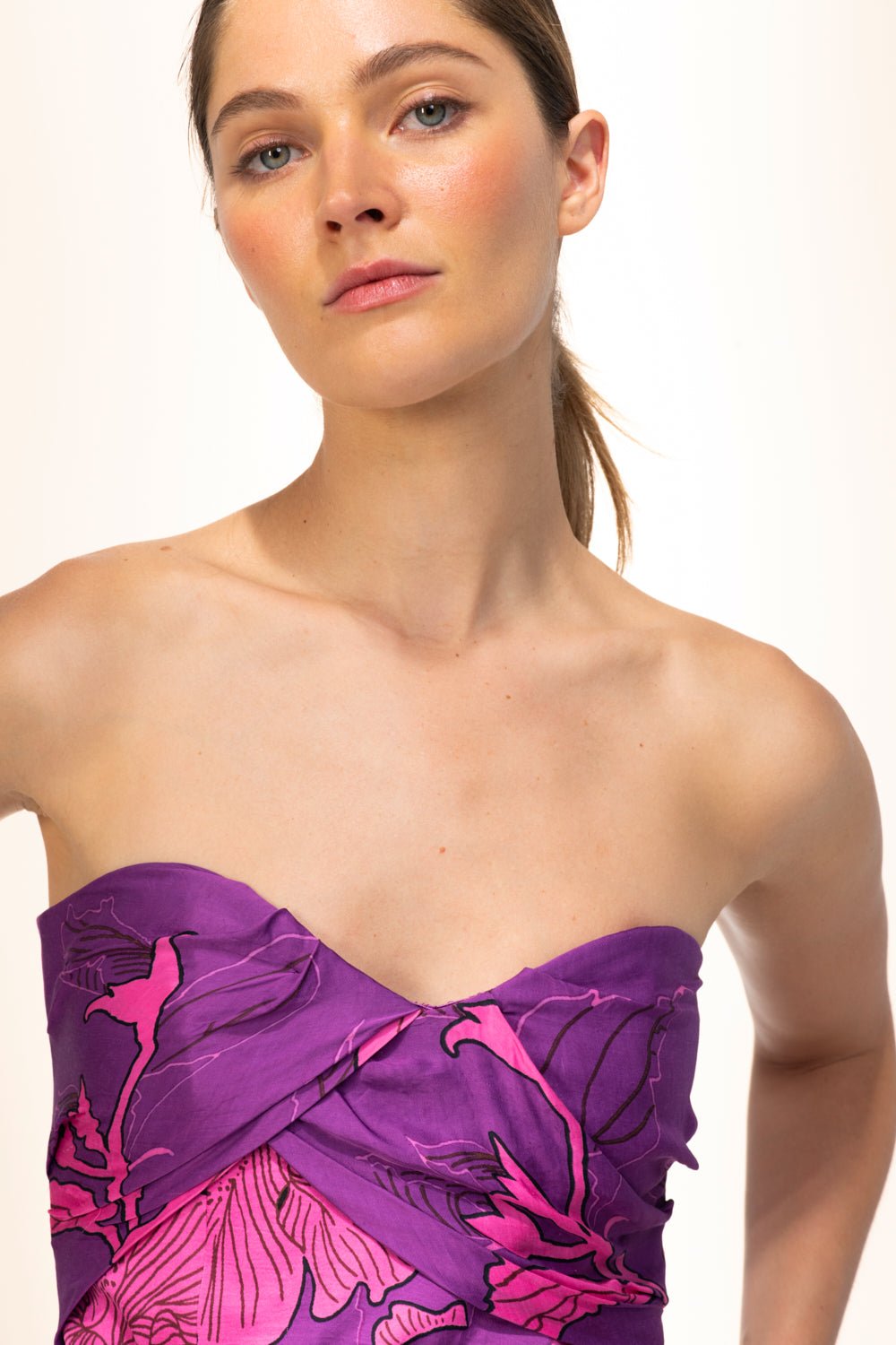 Purple Hibiscus long dress – Long Dress Collina by Poupette St Barth, view 3