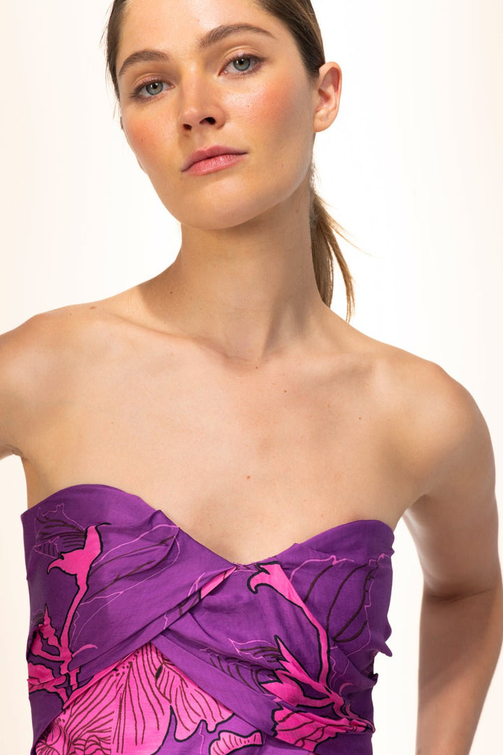 Purple Hibiscus long dress – Long Dress Collina by Poupette St Barth, view 3
