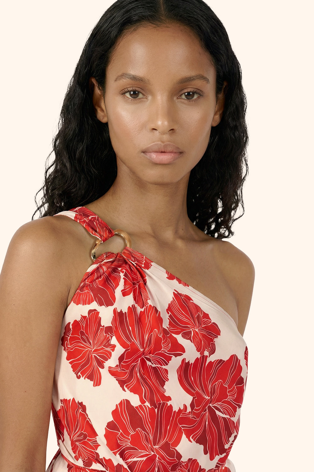 Red Flower Bunch long dress – Long Dress Fanny by Poupette St Barth, fabric detail