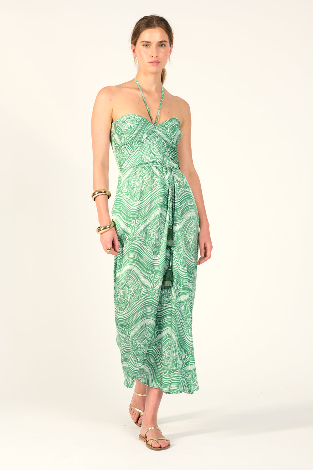 Sage Moryana long dress – Long Dress Collina by Poupette St Barth, front view