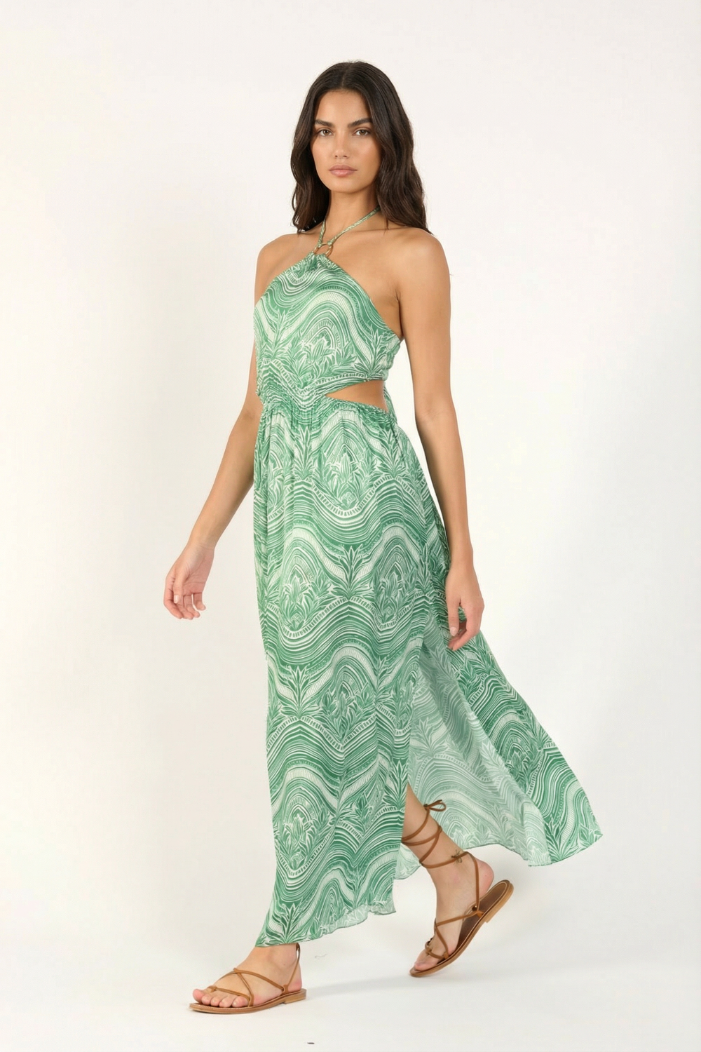 Sage Moryana long dress – Long Dress Isore by Poupette St Barth, front view