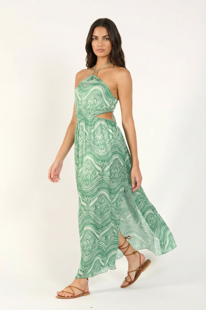 Sage Moryana long dress – Long Dress Isore by Poupette St Barth, front view