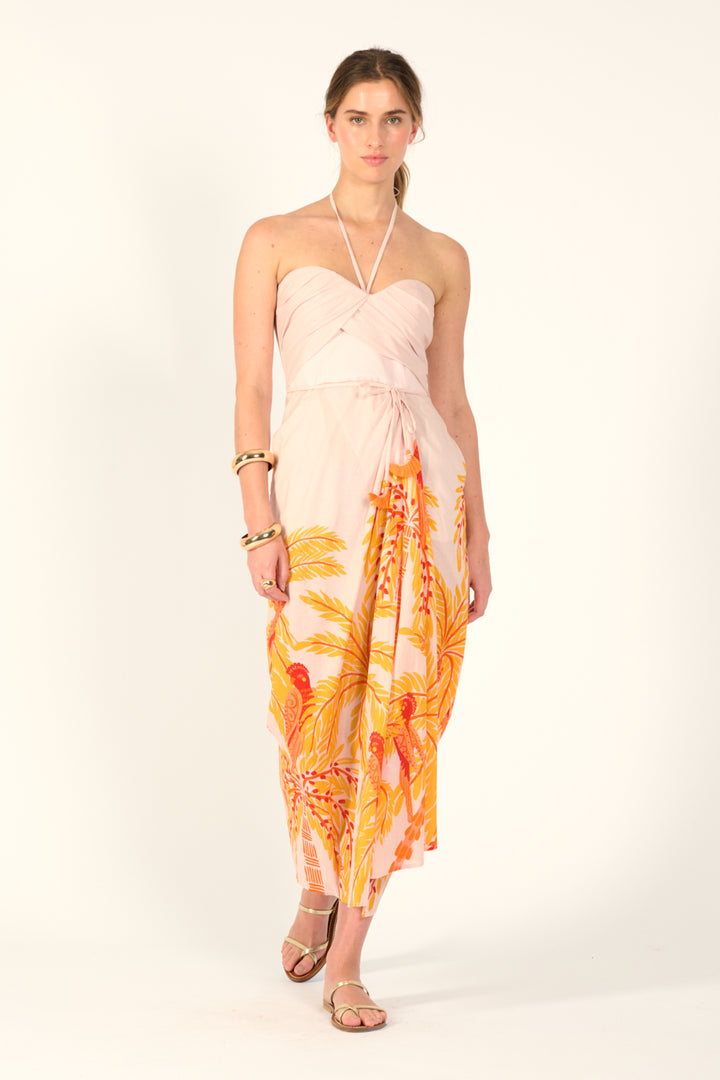 Yellow Palmrott long dress – Long Dress Collina by Poupette St Barth, front view