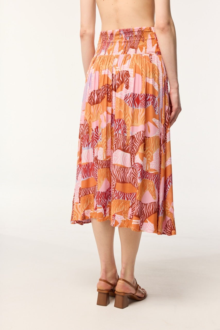 Long pink Ashanti viscose skirt from Poupette St Barth, featuring a flowing, elegant design and lightweight fabric.